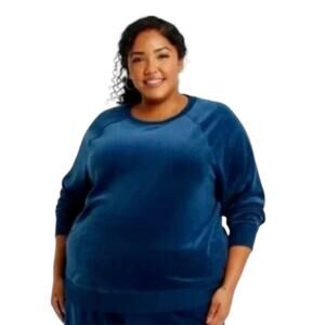 New Ava & Viv Velour Navy Blue Sweatshirt Size 3X